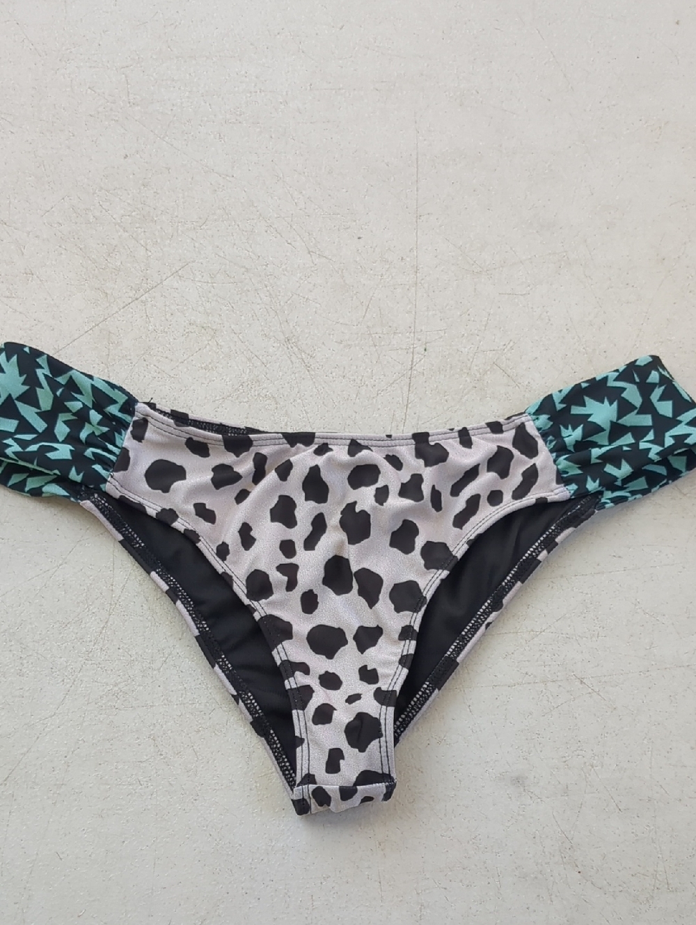 Beach Riot Black & Teal Patterned Animal Print Bikini Bottom